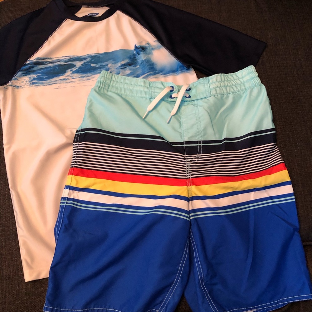 Old Navy Boys Swim Shirt and Bathing Suit